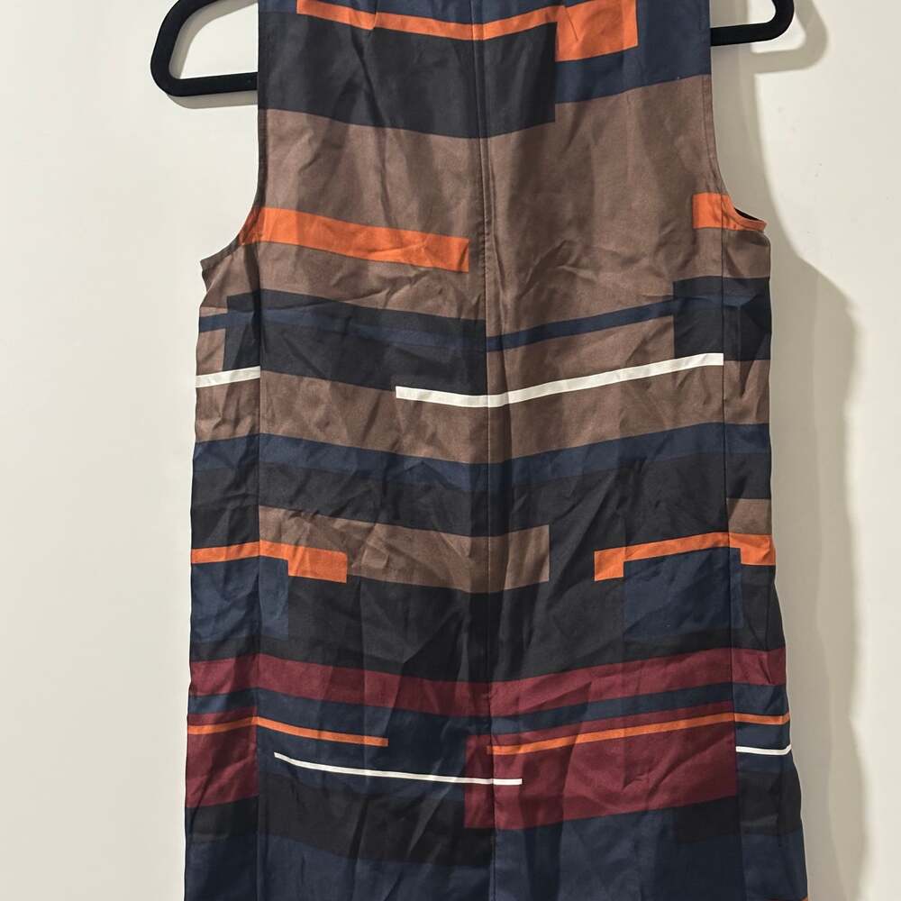 Theory Cepeda Silk Multicolor Abstract Stripe Shift Dress Size 2 - Picture 2 of 3